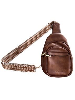 NWOT Brown Faux Leather Sling Crossbody Bag